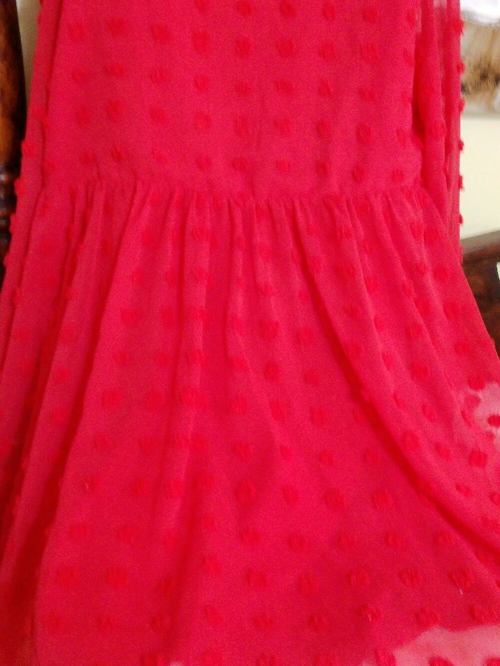 RED RUFFLE DRESS GOOD CONDITION SIZE XL - Picture 3 of 6